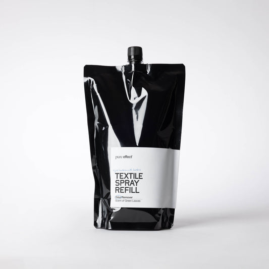 Pure Effect Textile Spray Refill 1000 ml för påfyllning av sprayflaska som tar bort dålig lukt från kläder och textilier utan tvätt